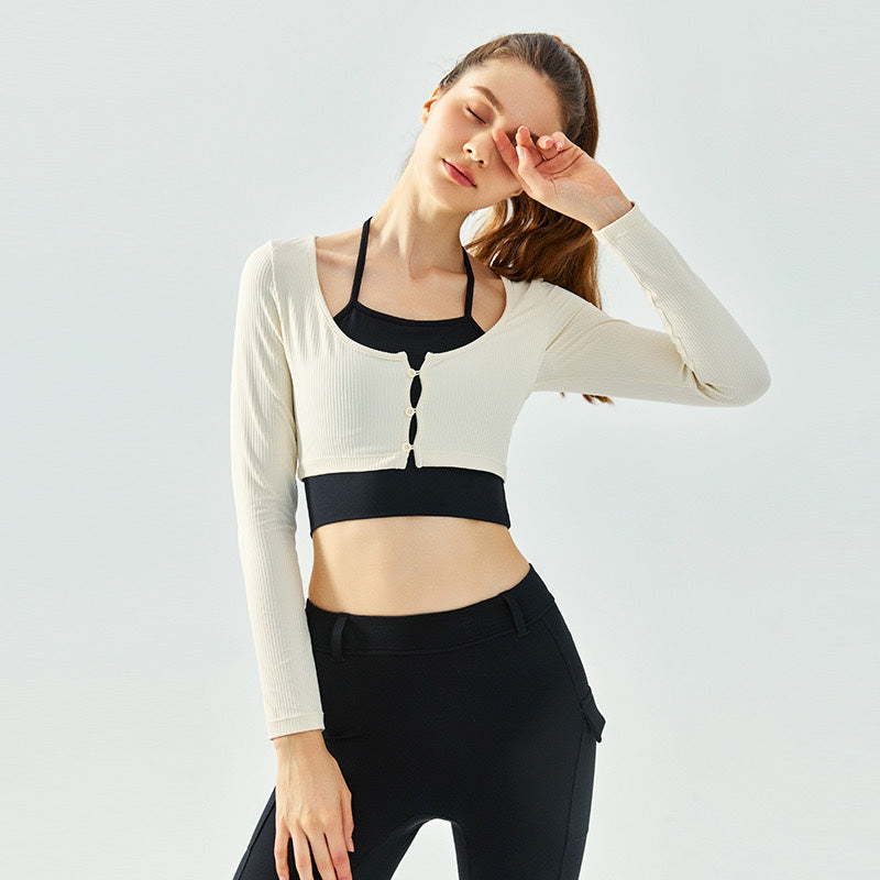 Timi Sport Top 假兩件運動長袖【白色】4色