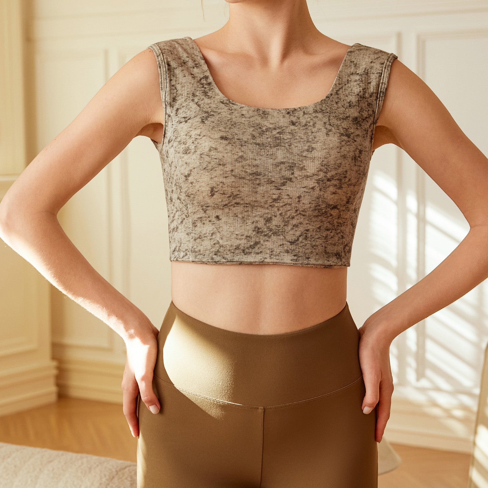 Pea 水墨美背運動內衣【杏灰色】2色