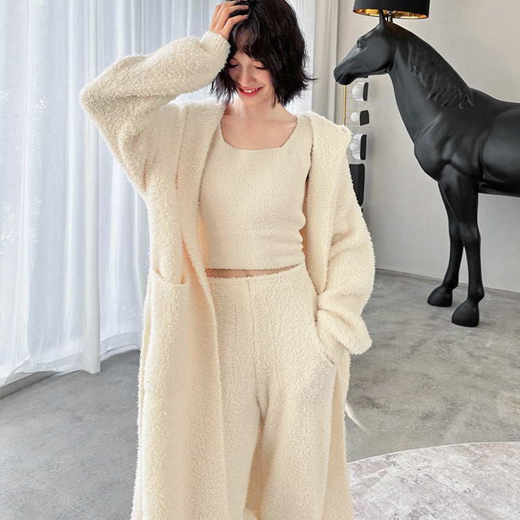 Lori 軟暖絨兔耳連帽睡袍【4色】