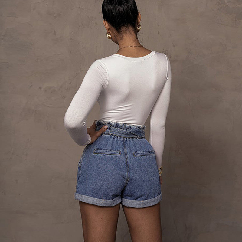 Osi V領長袖連體衣【4色】