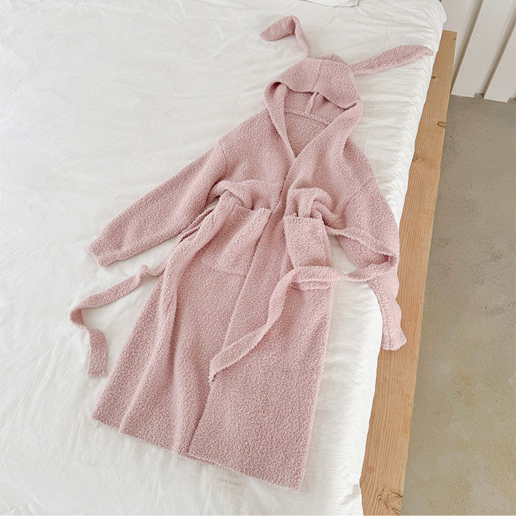 Lori 軟暖絨兔耳連帽睡袍【4色】