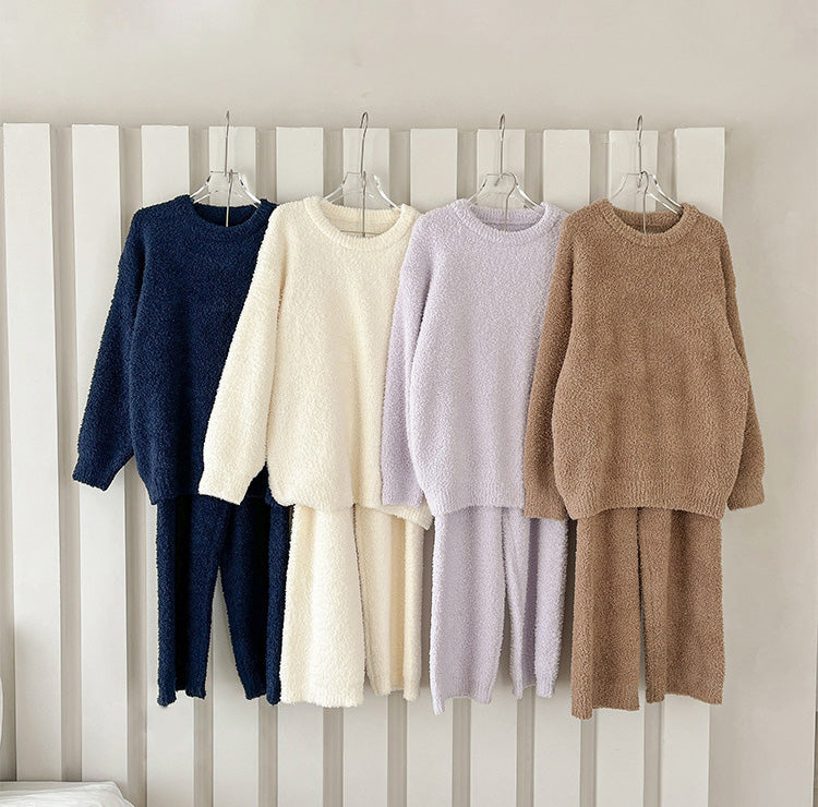 Wuva 軟暖絨成套寬口褲家居服【4色】