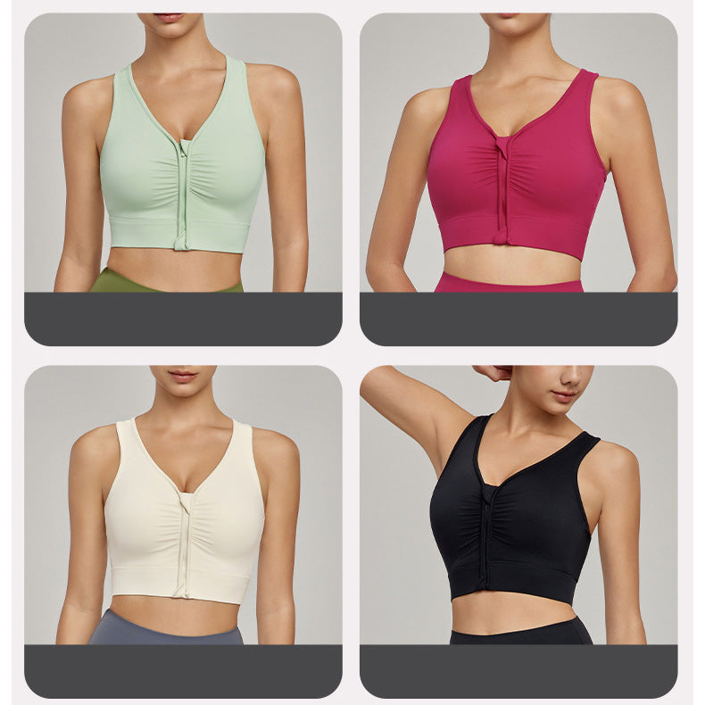 Denra Sport Bra 拉鍊運動內衣【粉綠色】4色