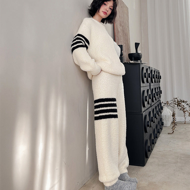 Sewa 軟暖絨成套條紋家居服【2色】