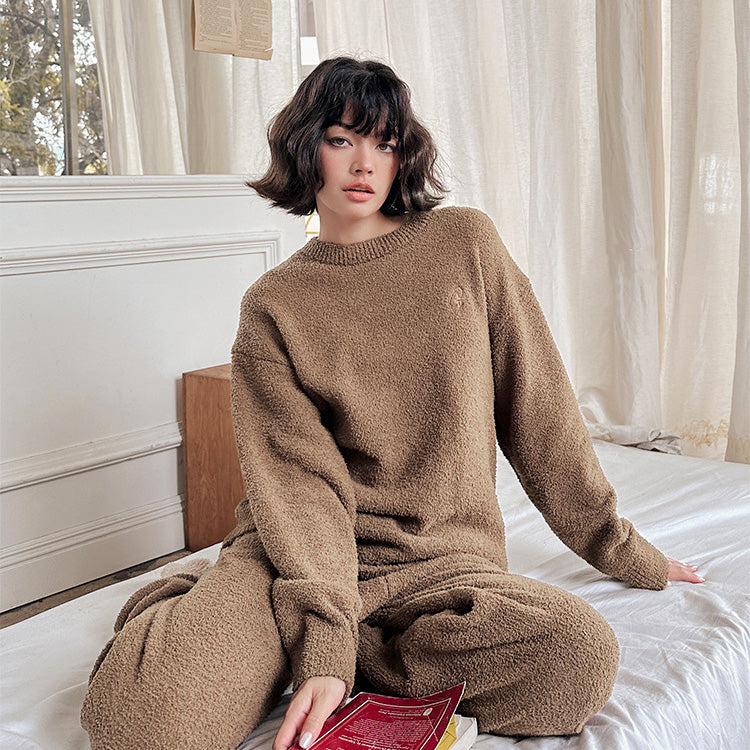 Dela 軟暖絨成套束口褲家居服【4色】