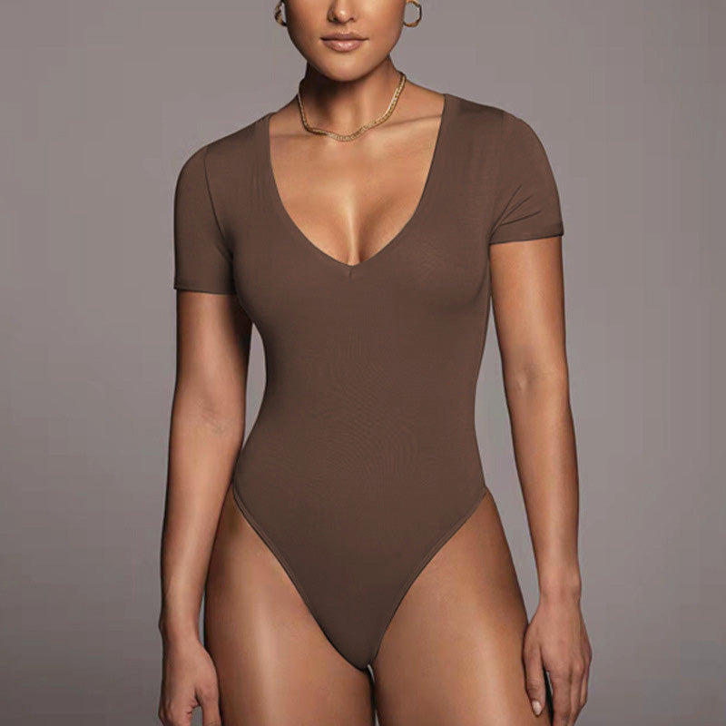 Jevi V領短袖連體衣【4色】