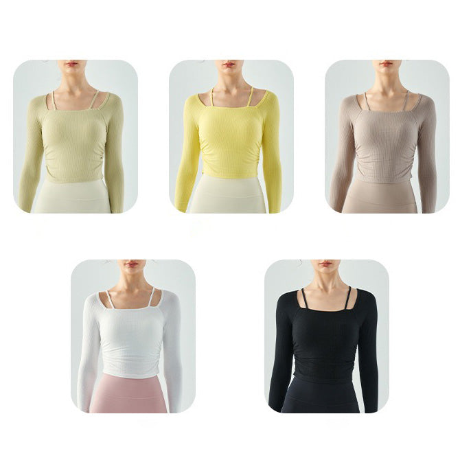 Gera Sport Top 抽皺縮腰運動長袖【黑色】5色