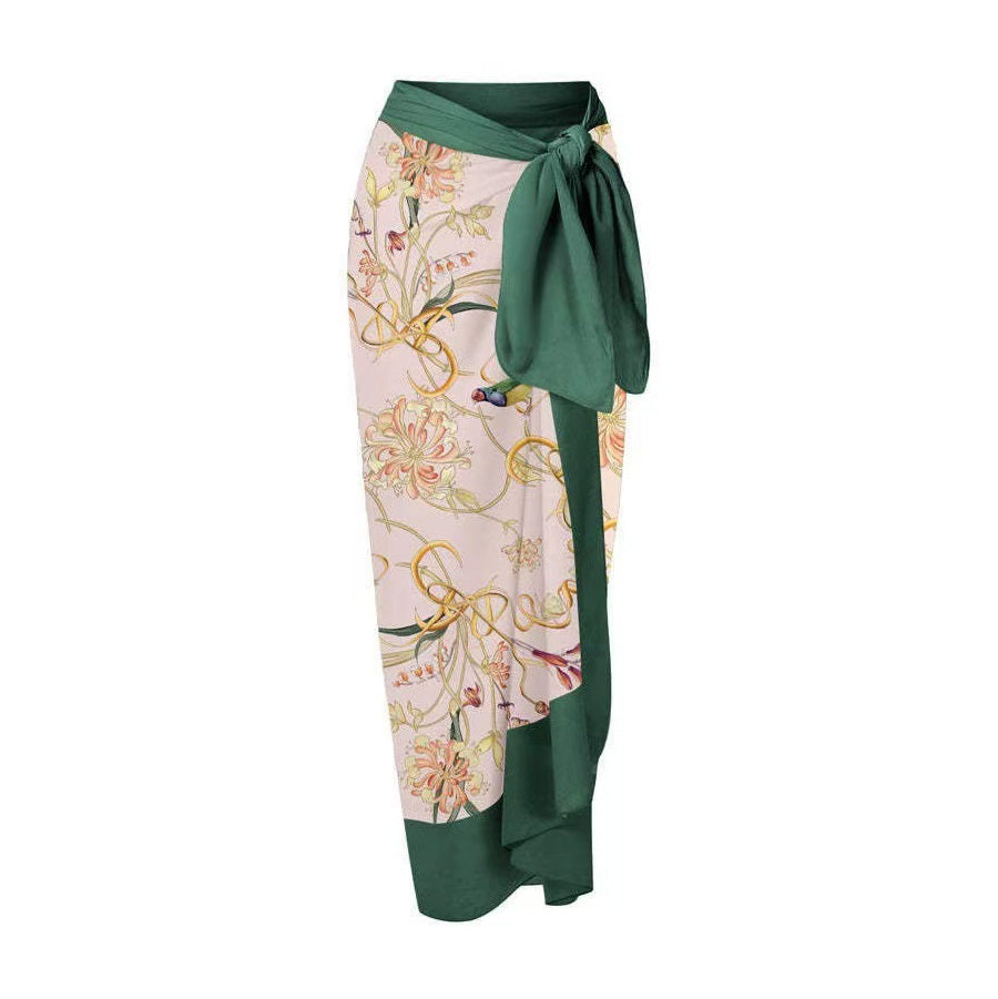 綁帶沙灘裙【牡丹】