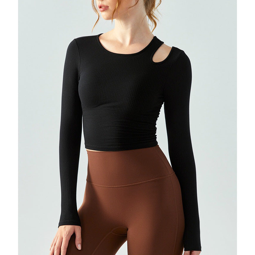 Buri Sport Top 鏤空肩運動長袖【黑色】5色