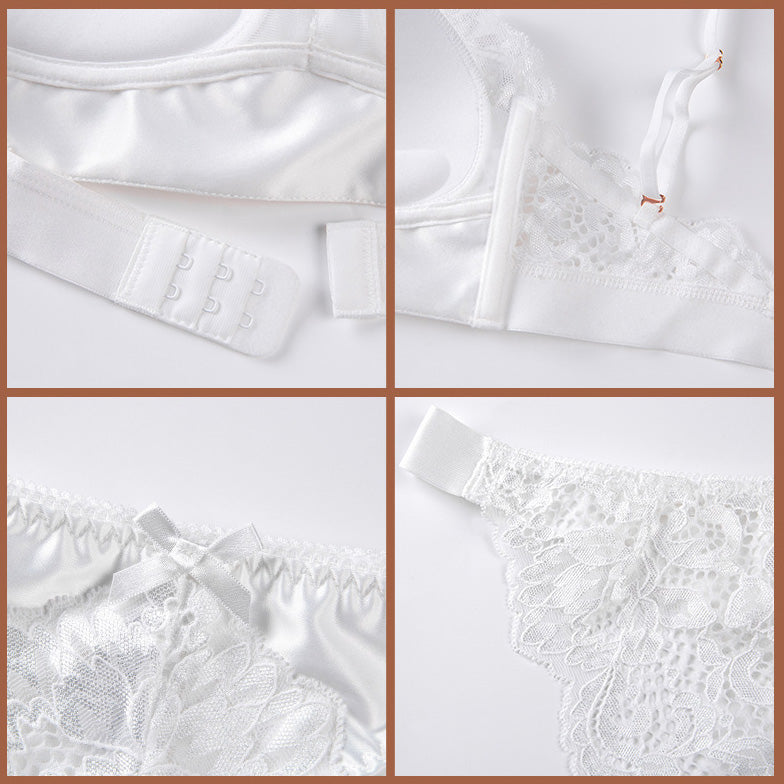 Givi Bra 無鋼圈蕾絲成套內衣 【白色】