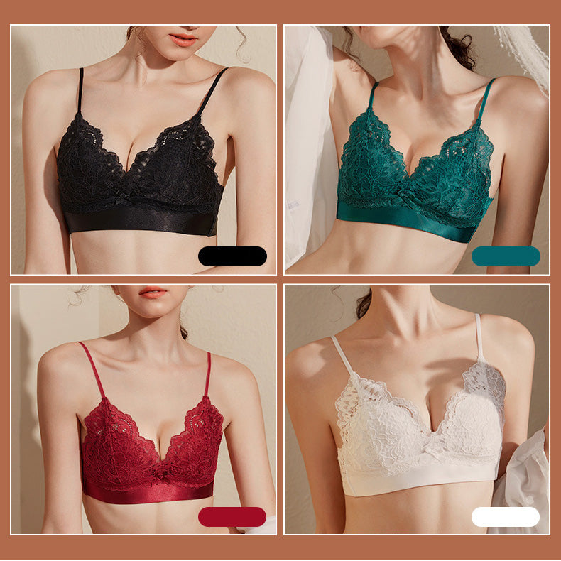 Givi Bra 無鋼圈蕾絲成套內衣 【綠色】