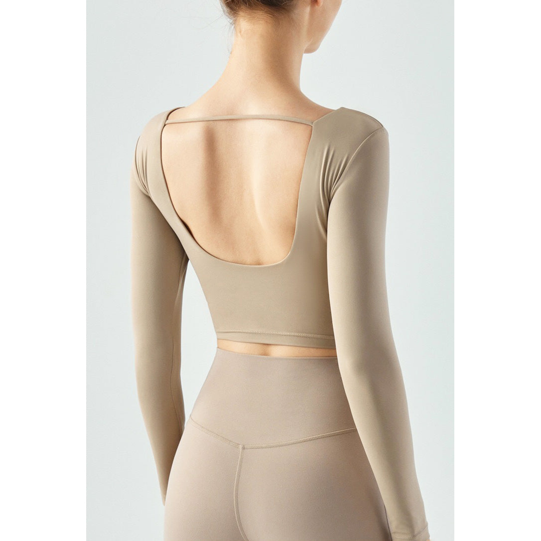 Kima Sport Top 美腹運動長袖【卡其色】4色