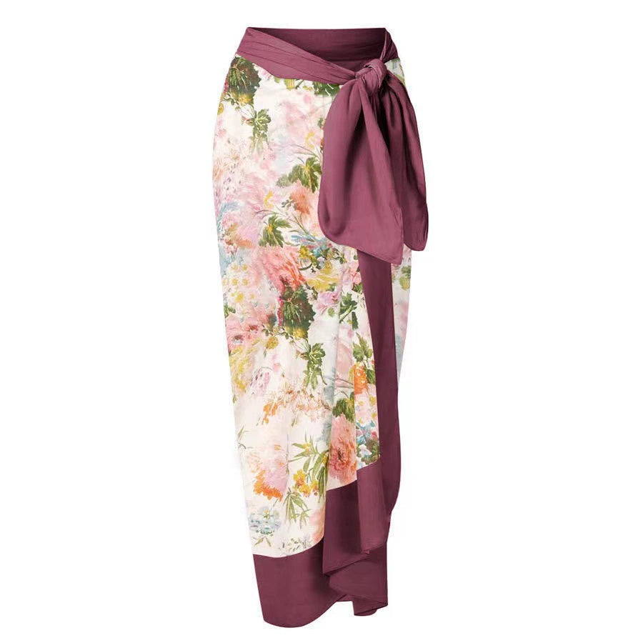 綁帶沙灘裙【繁花】