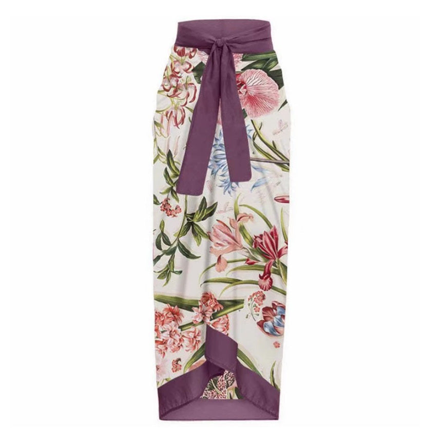 綁帶沙灘裙【花園】