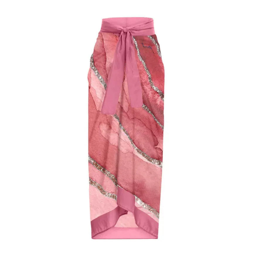 綁帶沙灘裙【水彩】