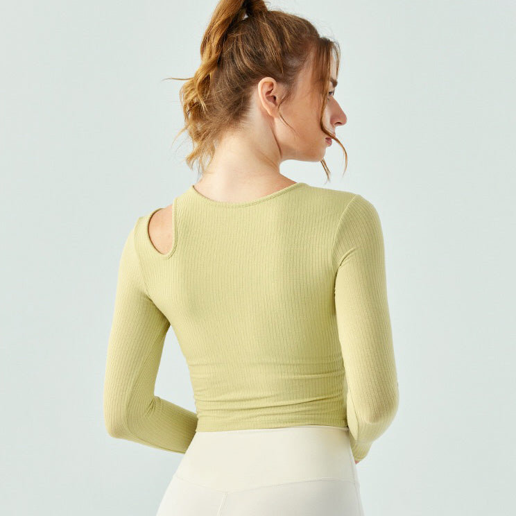 Buri Sport Top 鏤空肩運動長袖【蘋果綠】5色