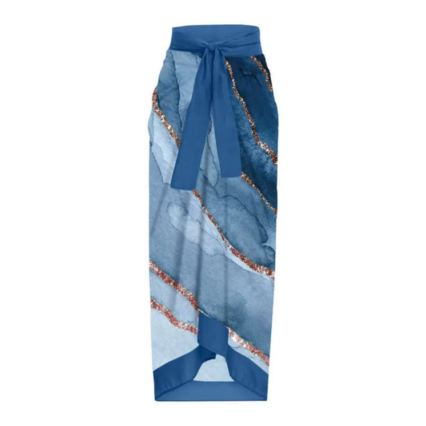 綁帶沙灘裙【水彩】