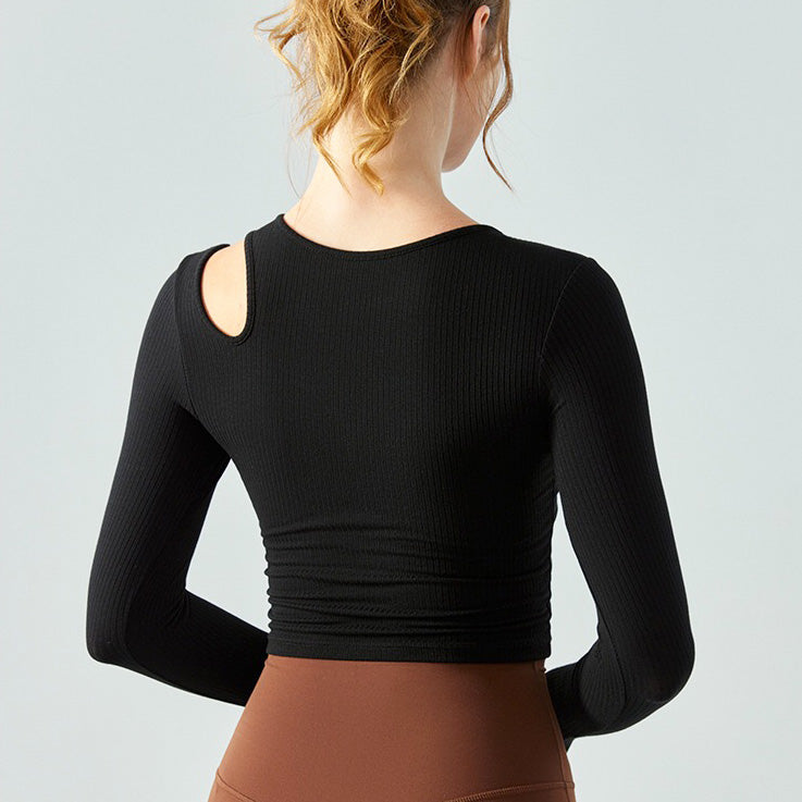 Buri Sport Top 鏤空肩運動長袖【黑色】5色