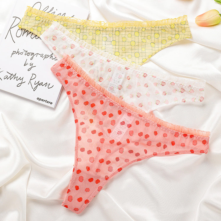 Qiqi 水果薄紗丁字褲【3色】