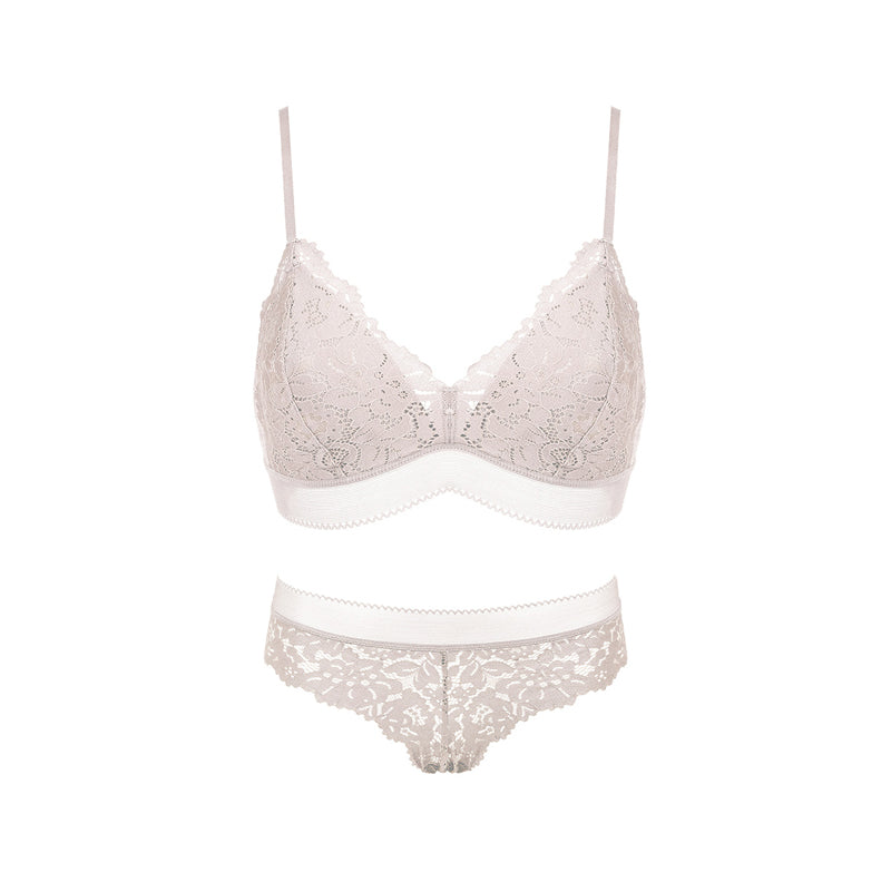 Puno Bralette 無鋼圈蕾絲成套內衣【淡粉】