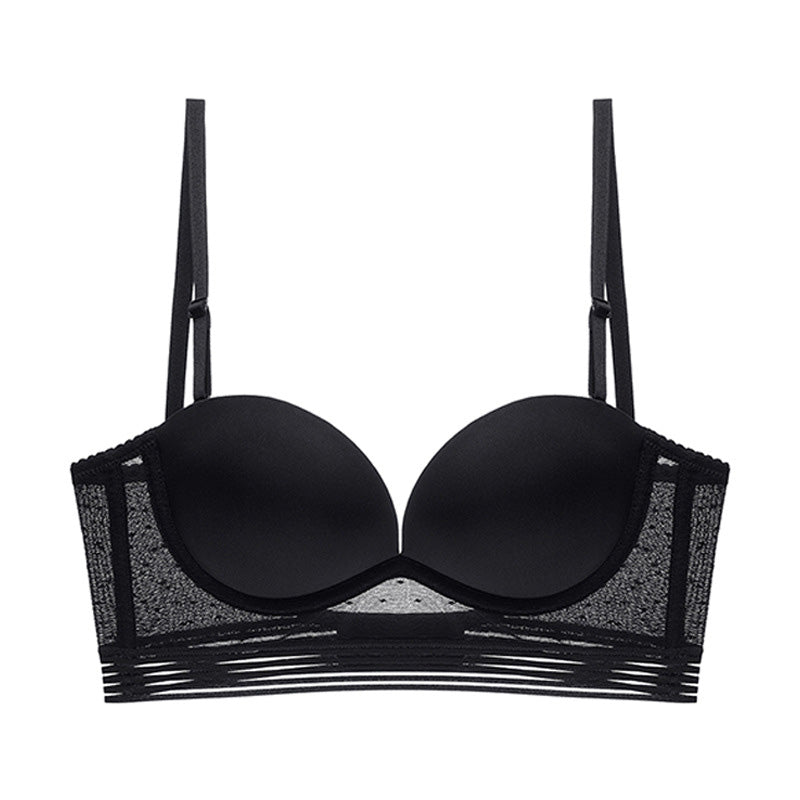 Tivi Bra 無鋼圈大U露背蕾絲內衣【深邃黑】