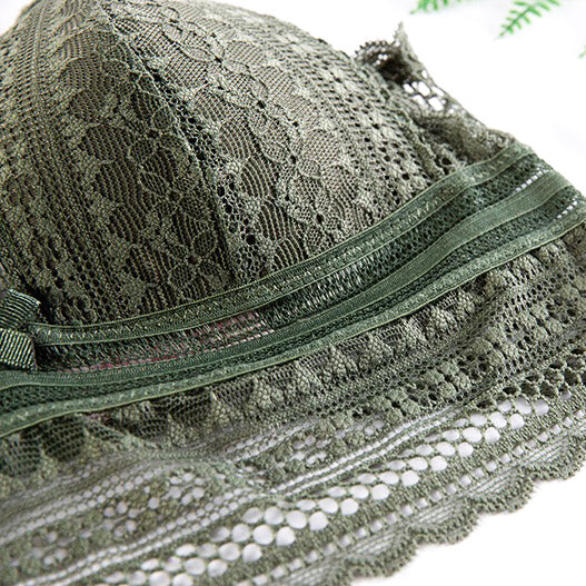 Namia Bralette 無鋼圈襯墊蕾絲成套內衣 【橄欖綠】3色