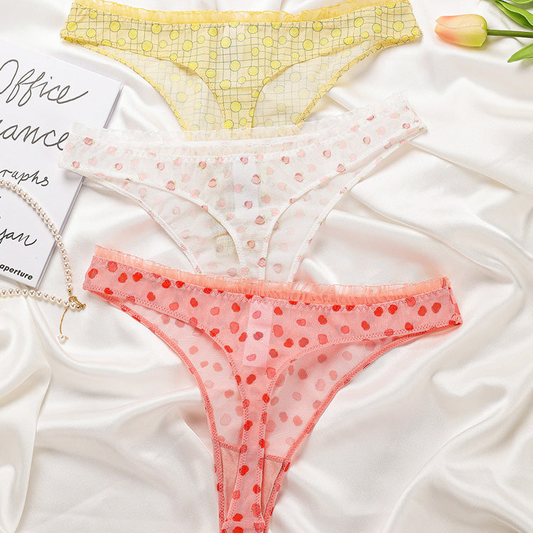 Qiqi 水果薄紗丁字褲【3色】