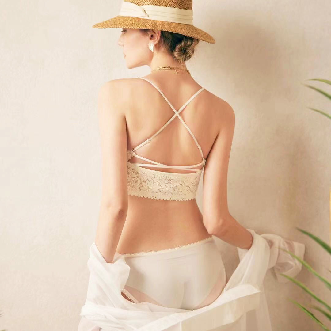 Evia Bra 無鋼圈前扣成套內衣【奶油色】