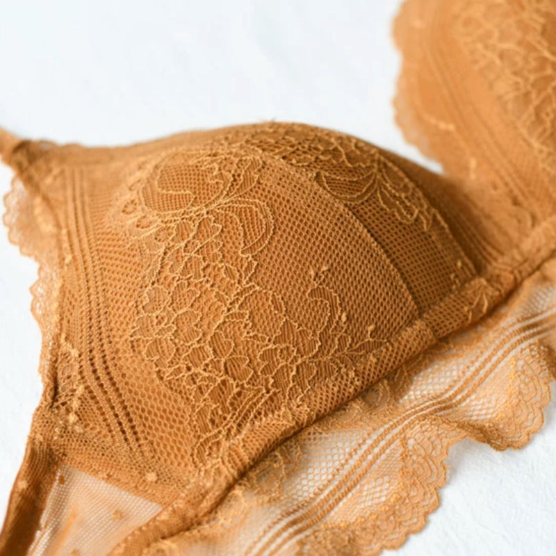 Abria Bralette 無鋼圈蕾絲成套內衣【南瓜黃】