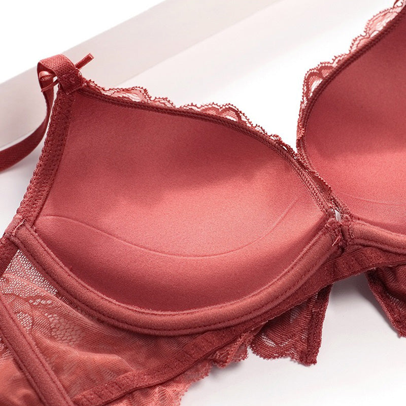 Helin Bra 集中無鋼圈成套內衣【磚紅】3色