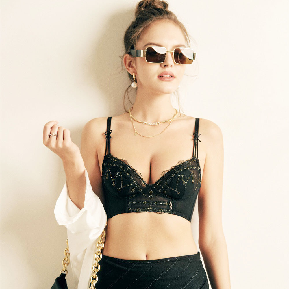 Beja Bra 無鋼圈蕾絲成套內衣 【深邃黑】