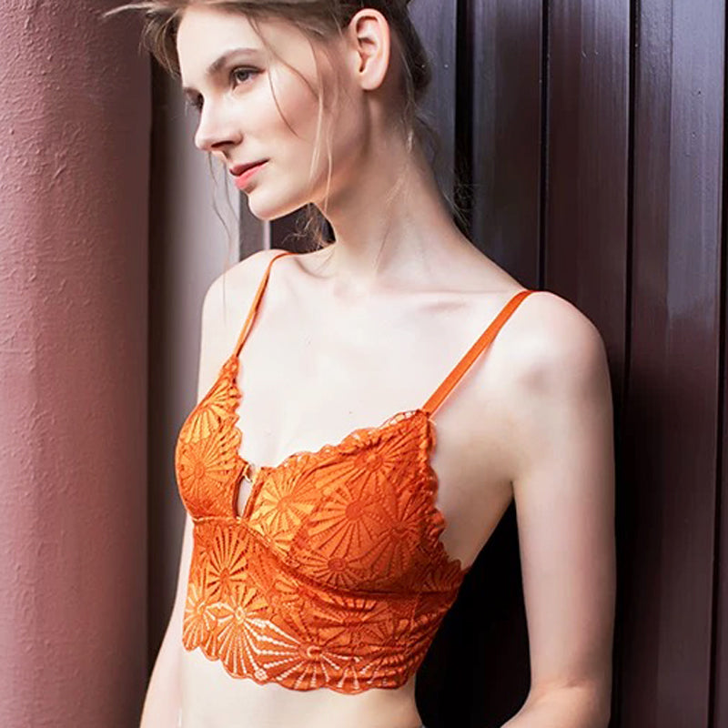 Divana 無鋼圈蕾絲BraTop【甜柿橘】