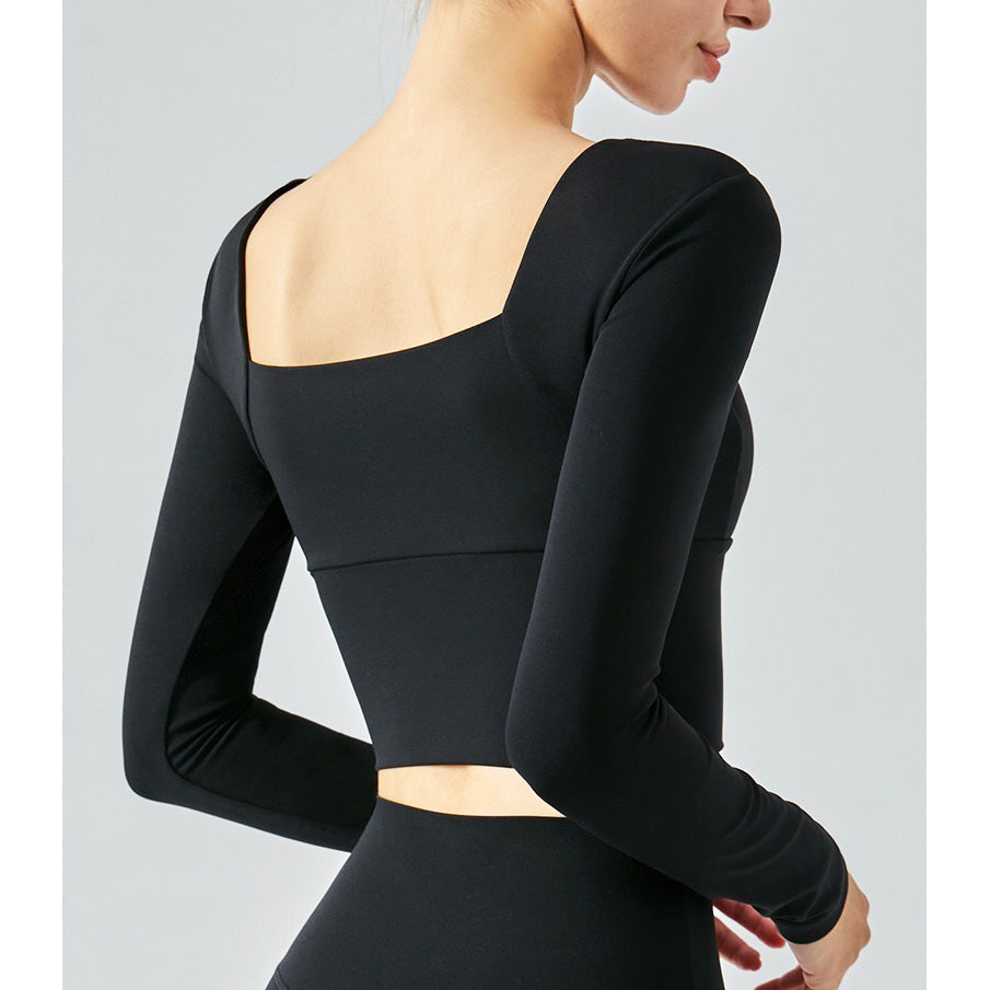 Rara Sport Top 長袖運動上衣/附胸墊【黑色】4色