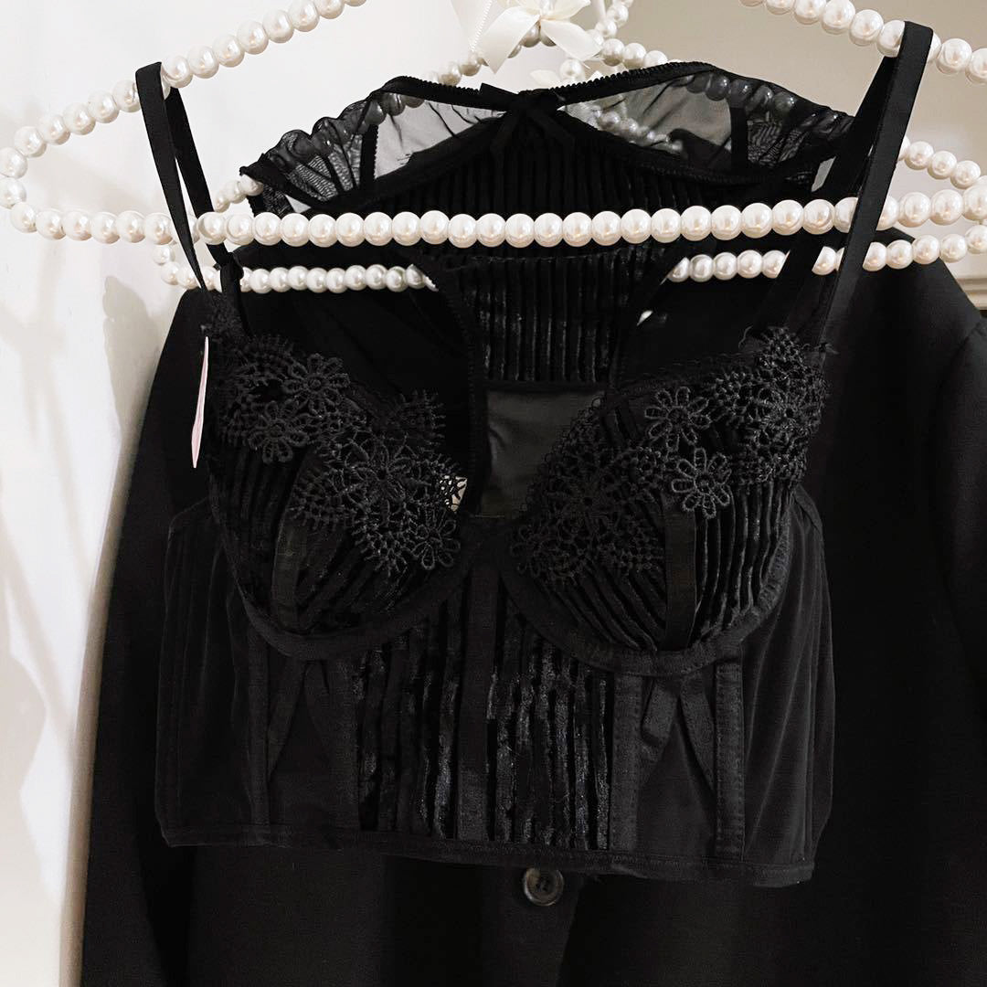 Rivi Bra 無鋼圈蕾絲成套內衣 【深邃黑】