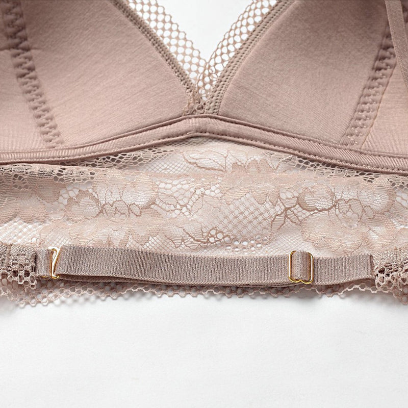 Dava Bralette 無鋼圈大U露背蕾絲內衣【卡其】