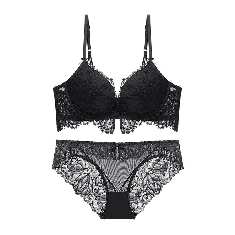 Helin Bra 集中無鋼圈成套內衣【深邃黑】