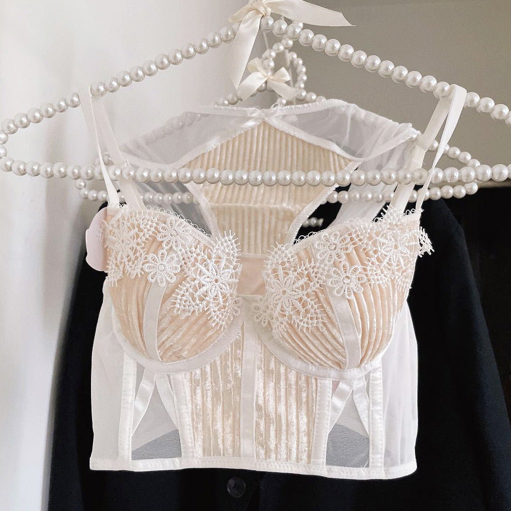 Rivi Bra 無鋼圈蕾絲成套內衣 【香檳米】