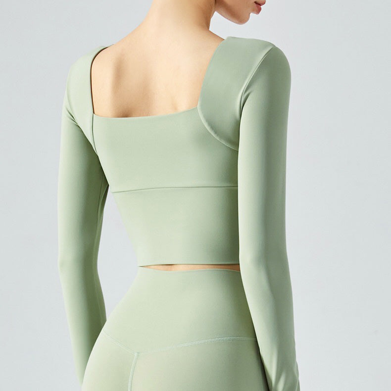 Rara Sport Top 長袖運動上衣/附胸墊【粉綠】4色