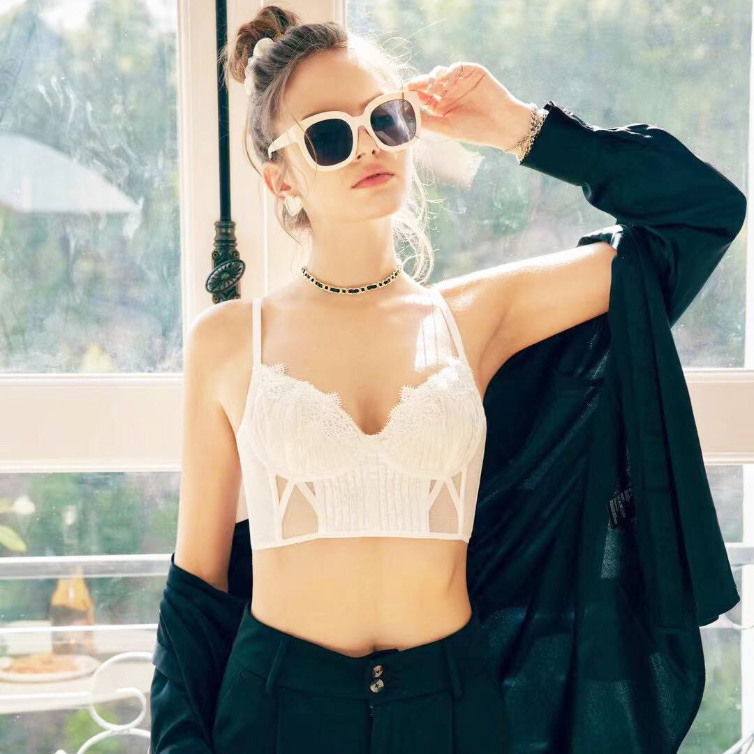 Rivi Bra 無鋼圈蕾絲成套內衣【清新白】