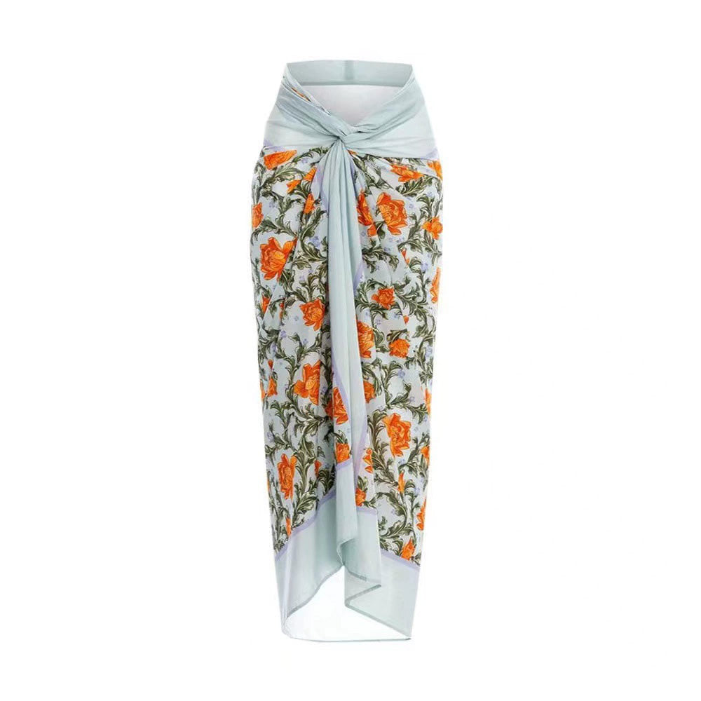 綁帶沙灘裙【玫瑰】