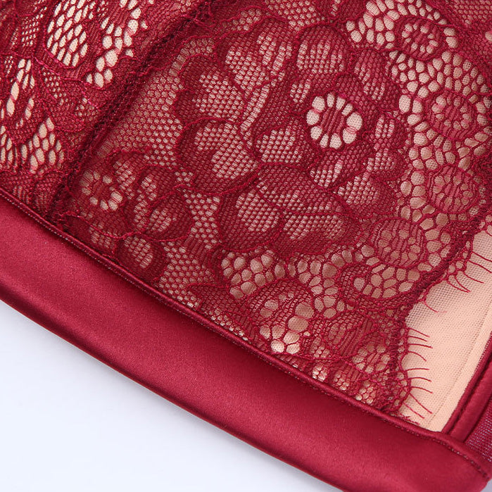 Pora Bra 無鋼圈蕾絲成套內衣【綠色】4色