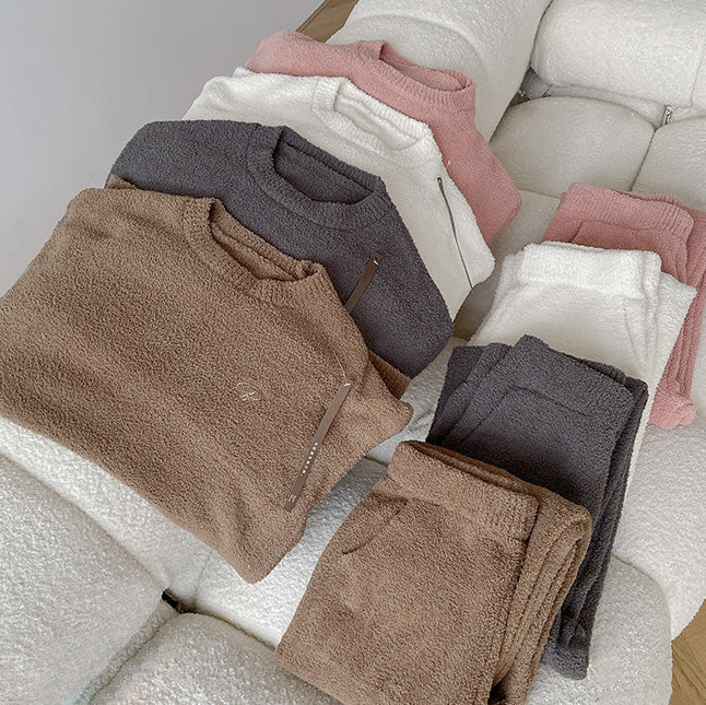 Dela 軟暖絨成套束口褲家居服【4色】