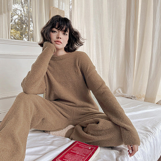 Dela 軟暖絨成套束口褲家居服【4色】