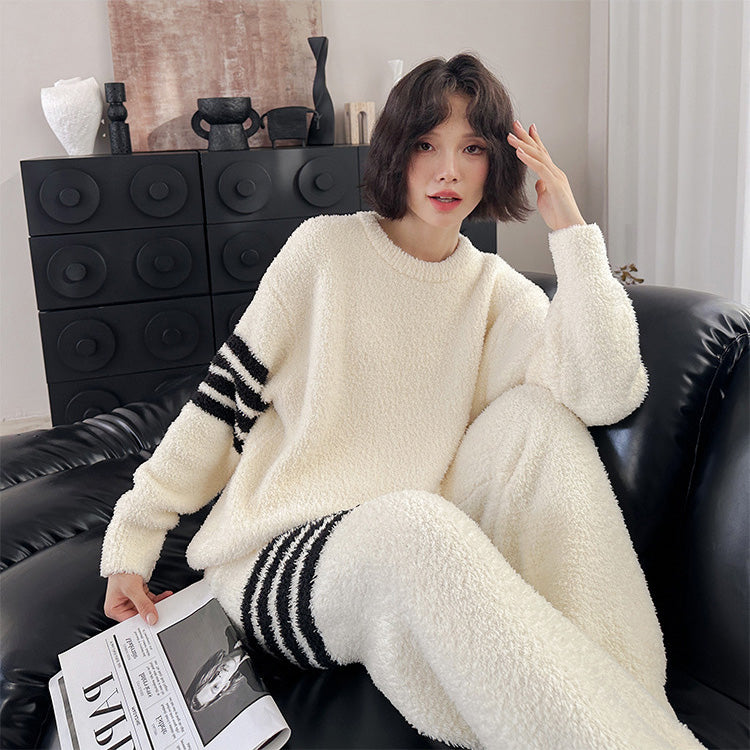 Sewa 軟暖絨成套條紋家居服【2色】