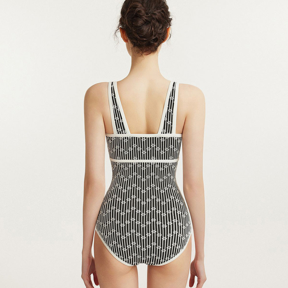 Denz 連身式深V泳裝