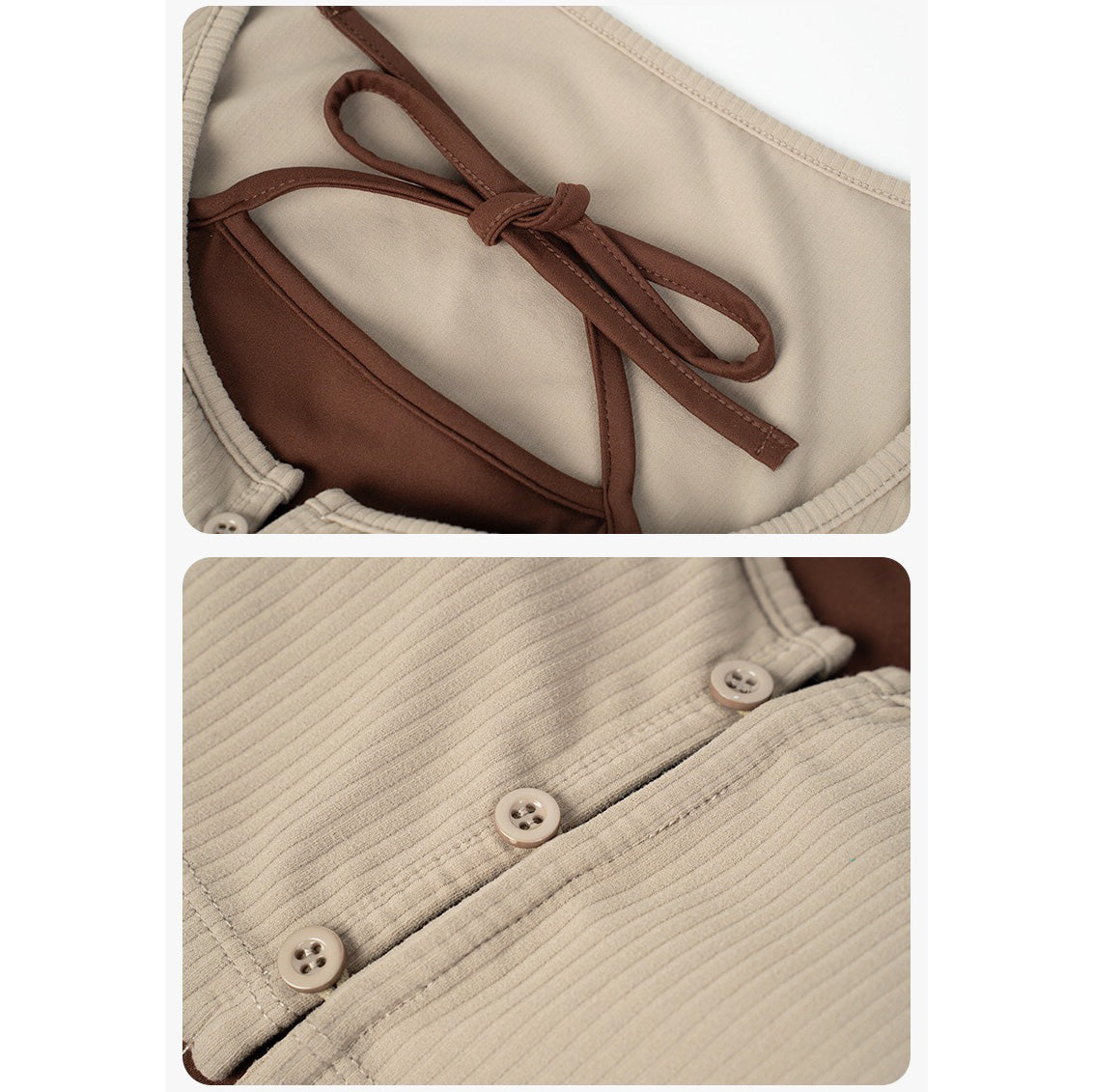 Timi Sport Top 假兩件運動長袖【卡其】4色