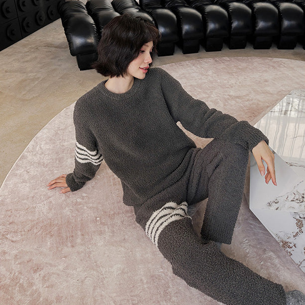 Sewa 軟暖絨成套條紋家居服【2色】