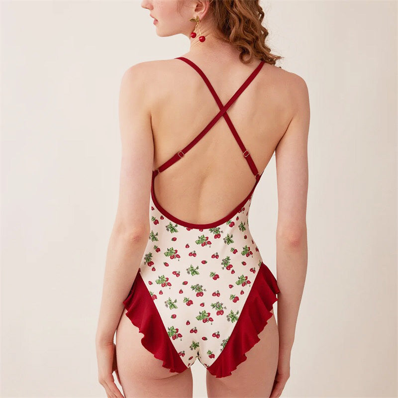 Kemi 三件套連身式泳裝【紅】