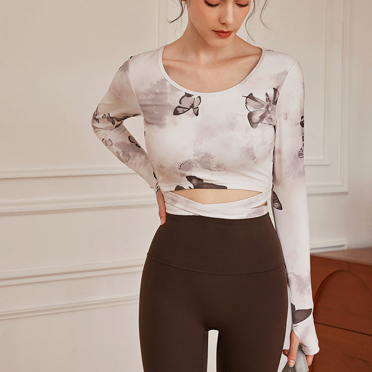 Iris Sport Top 印花運動長袖【粉蝶雨】4色