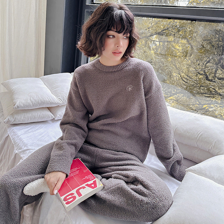 Dela 軟暖絨成套束口褲家居服【4色】